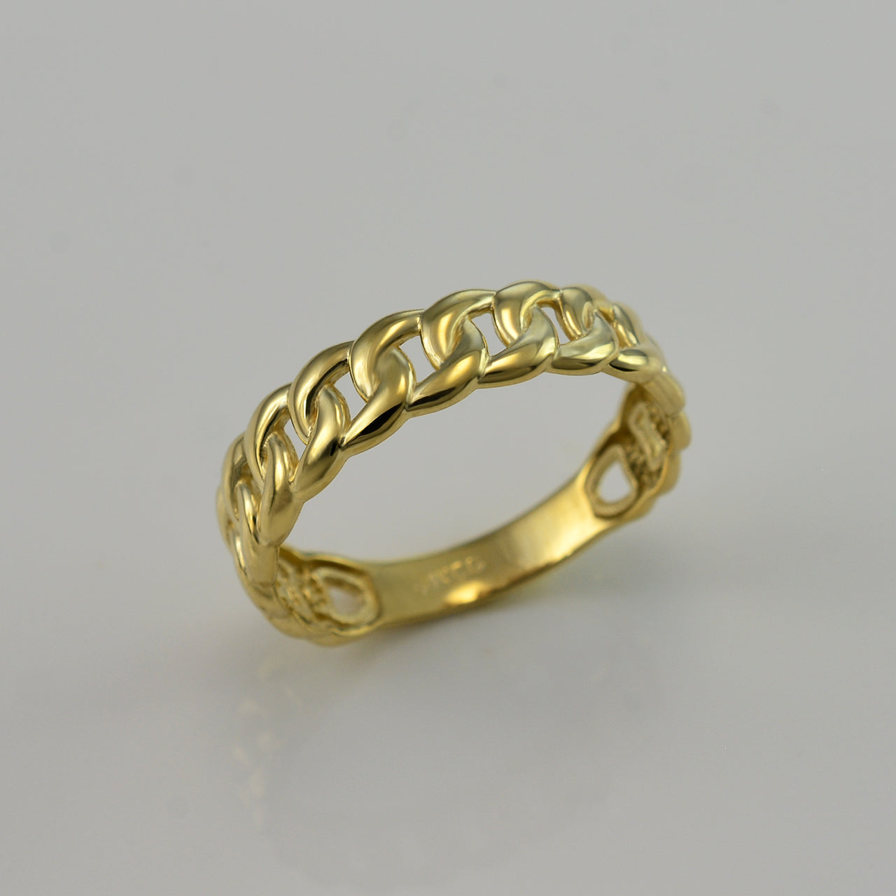 Elegant Gold Cuban Link Chain Unisex Ring