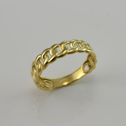 Elegant Gold Cuban Link Chain Unisex Ring 5mm (10k/14k, Yellow, White, Rose gold)