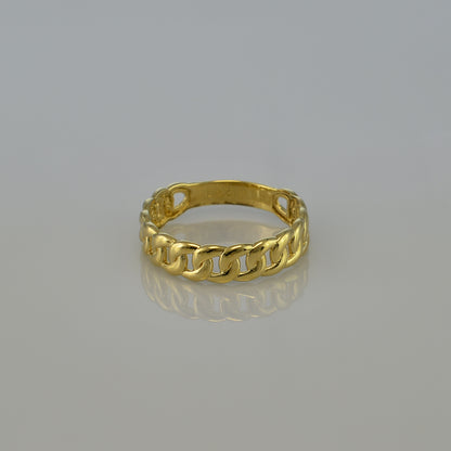 Elegant Gold Cuban Link Chain Unisex Ring 5mm (10k/14k, Yellow, White, Rose gold)