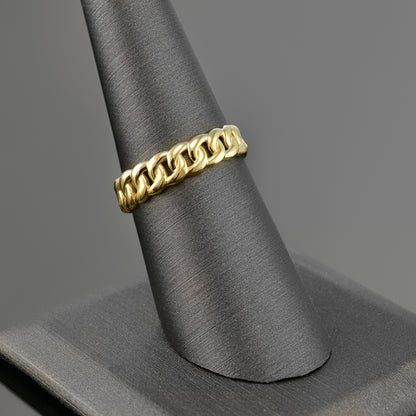 Elegant Gold Cuban Link Chain Unisex Ring 5mm (10k/14k, Yellow, White, Rose gold)