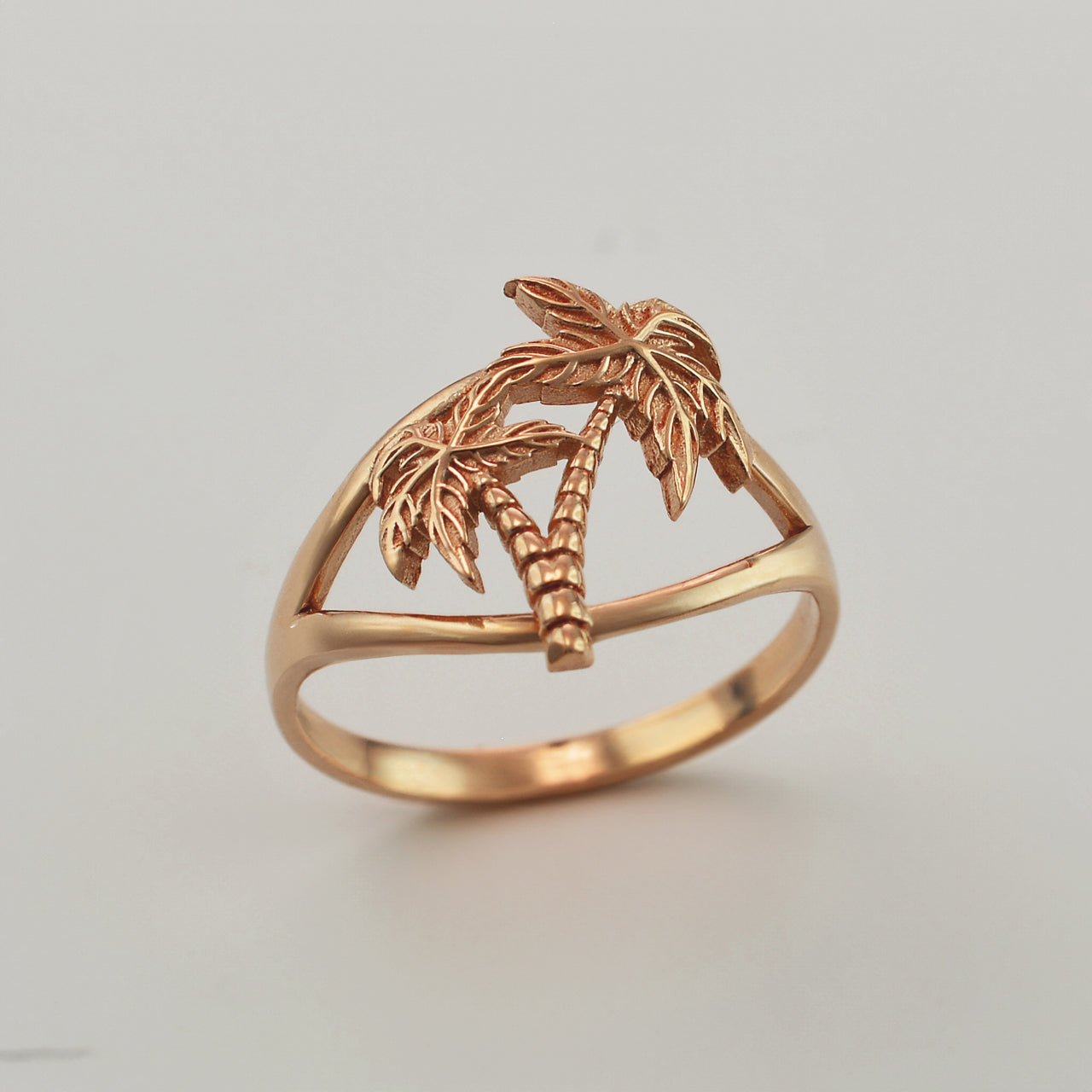 Gold Double Palm Tree Ring for Women | Yellow, White, Rose Gold, 10K & 14K