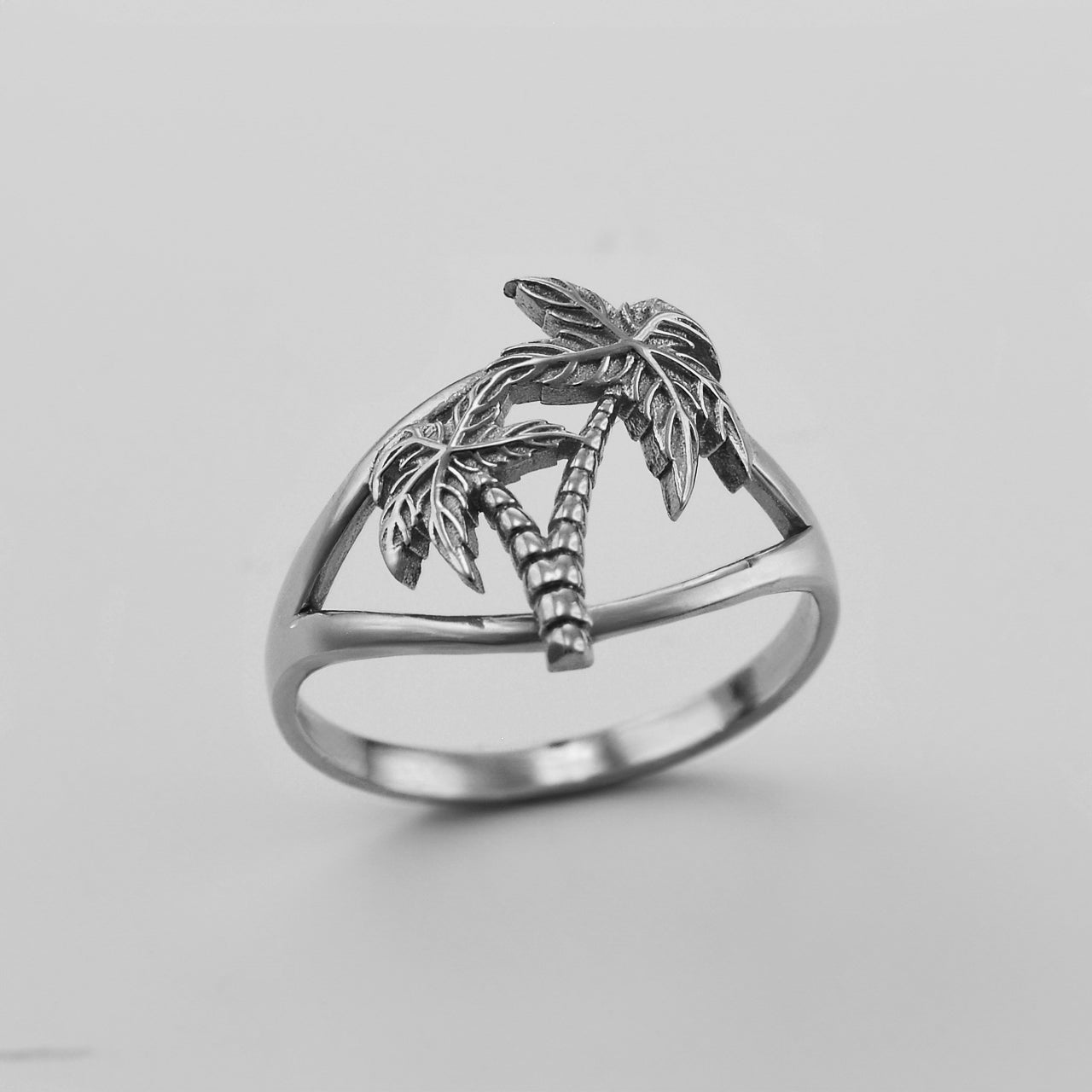 Gold Double Palm Tree Ring for Women | Yellow, White, Rose Gold, 10K & 14K