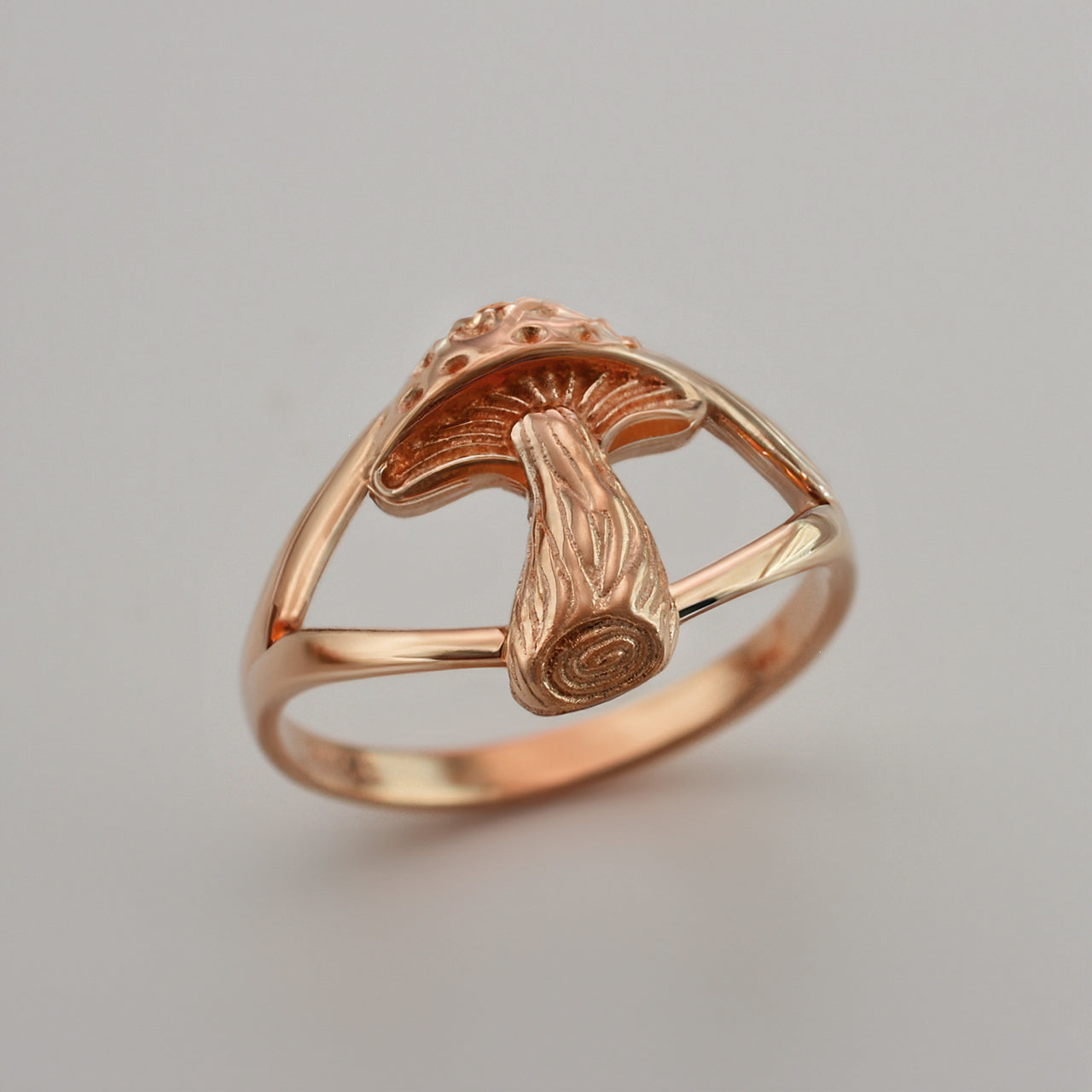 Gold Mushroom Ring for Women | Yellow, White, Rose Gold | 10K, 14K