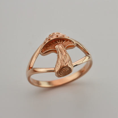 Gold Mushroom Ring for Women | Yellow, White, Rose Gold | 10K, 14K
