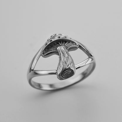 Gold Mushroom Ring for Women | Yellow, White, Rose Gold | 10K, 14K