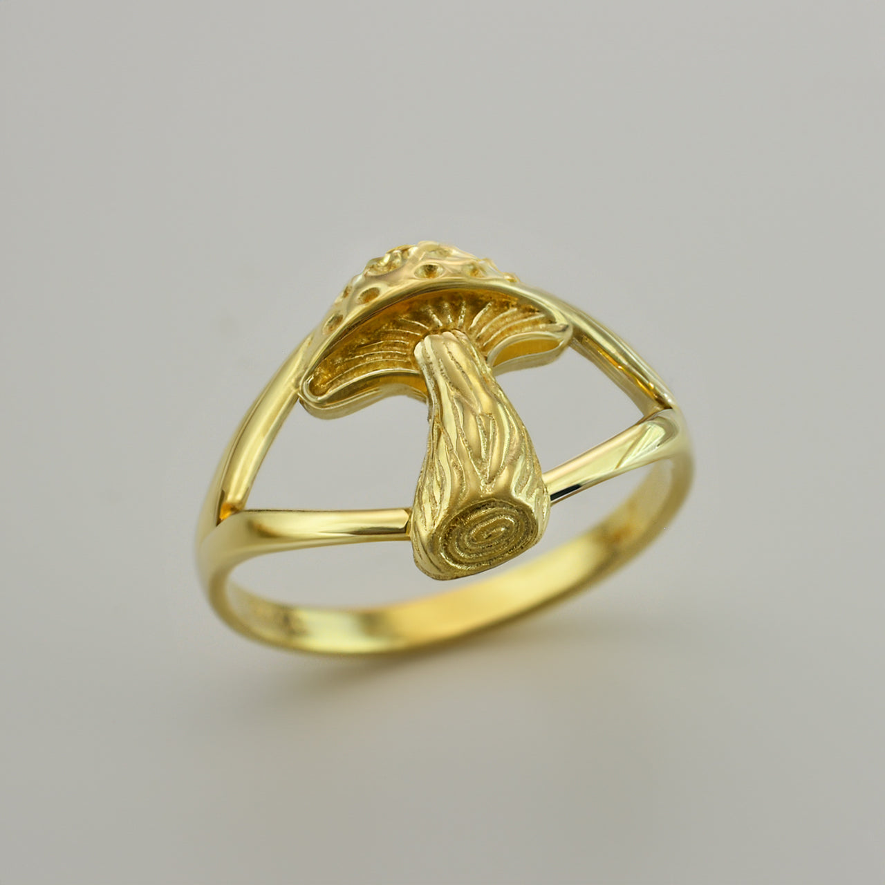 Gold Mushroom Ring for Women | Yellow, White, Rose Gold | 10K, 14K