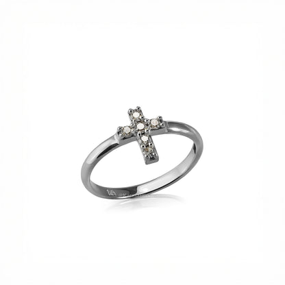 Elegant Minimalist Diamond Cross Gold Ring for Women 14K Yellow, White, or Rose Gold
