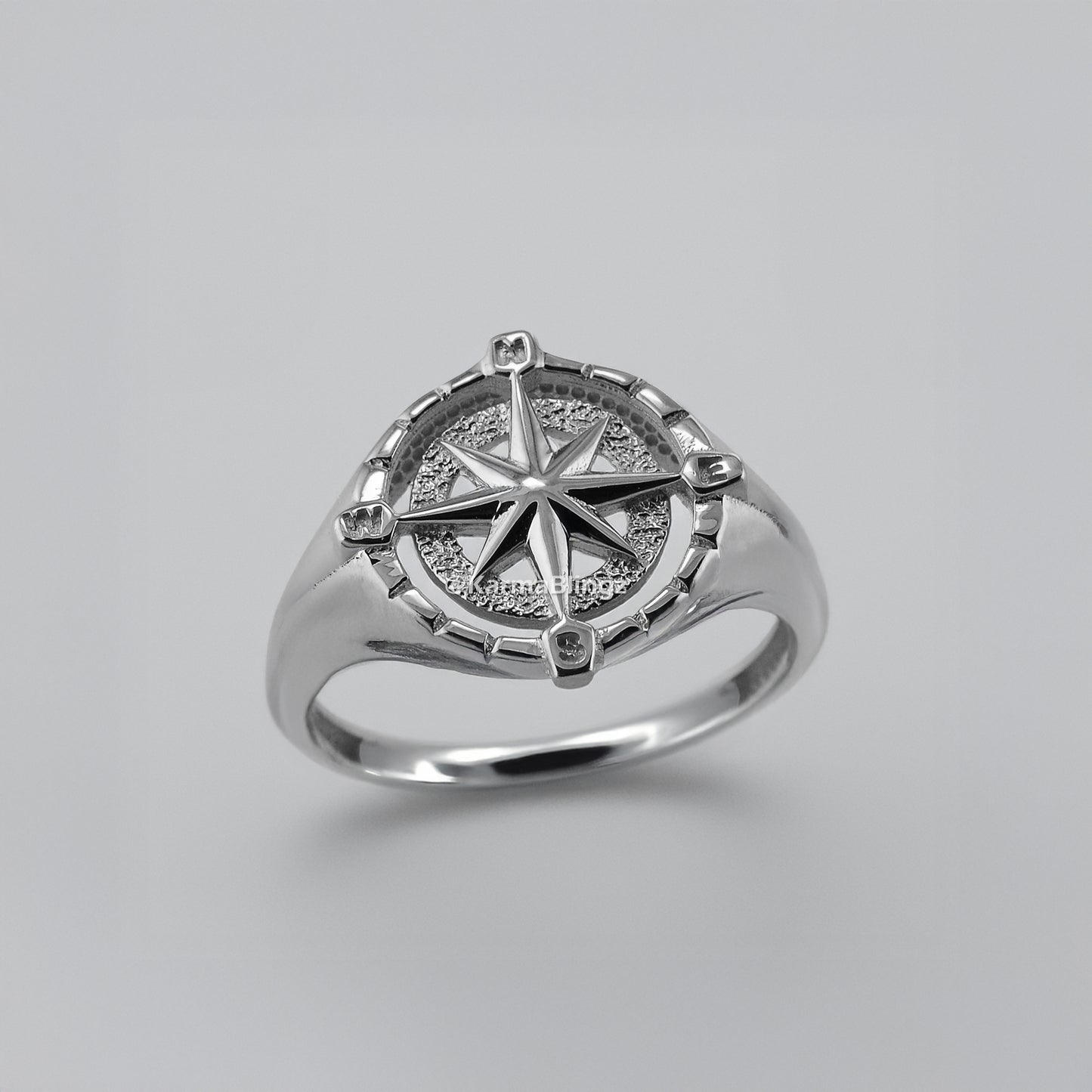 Gold Compass Ring for Women North Star Compass Rose Signet Ring (yellow, white, rose, 10k / 14k)
