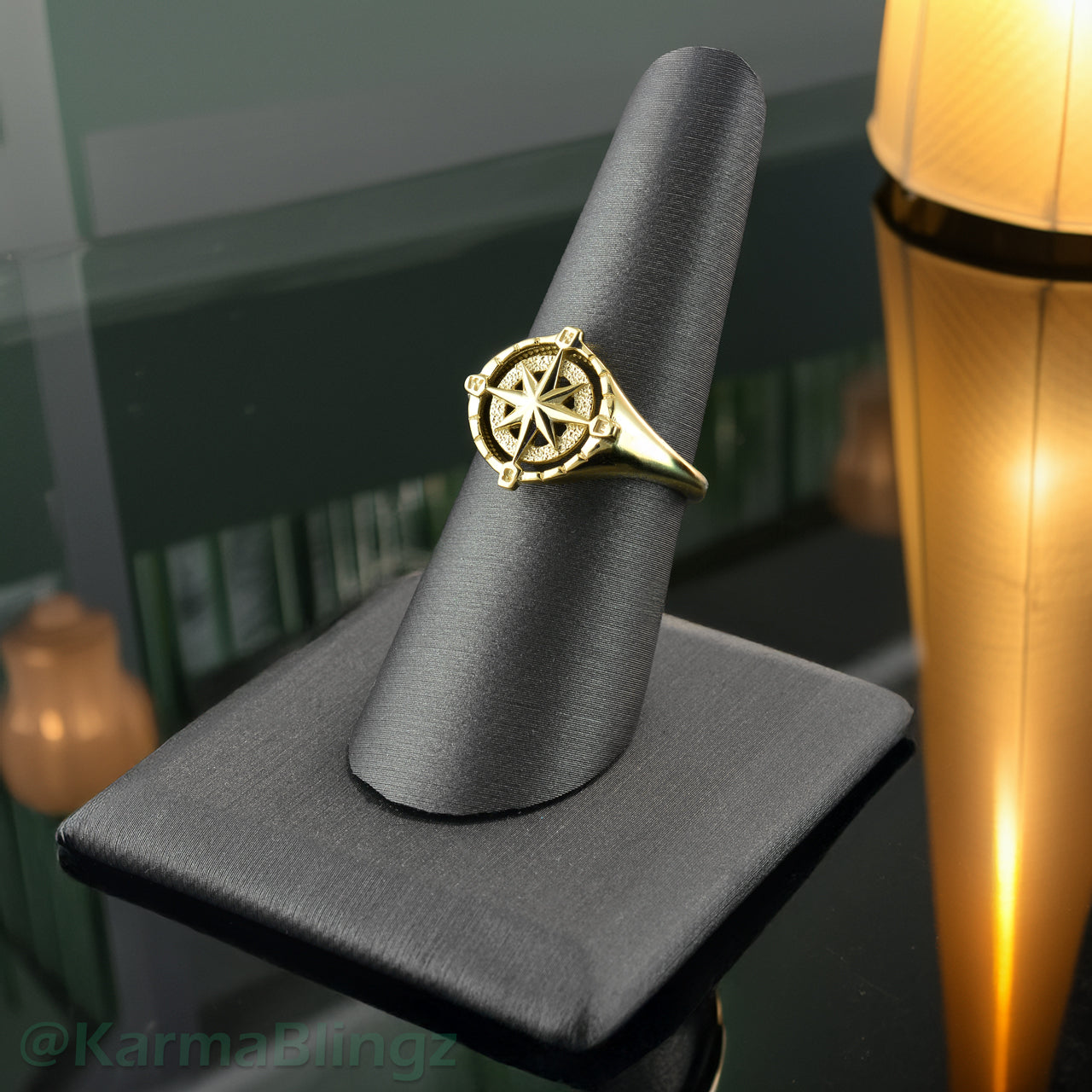 Gold Compass Ring for Women North Star Compass Rose Signet Ring (yellow, white, rose, 10k / 14k)