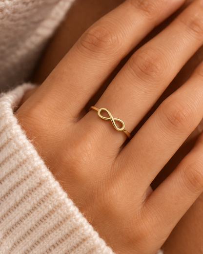 Elegant Gold Infinity Ring for Women Minimalist Chic Look in 10K or 14K Gold