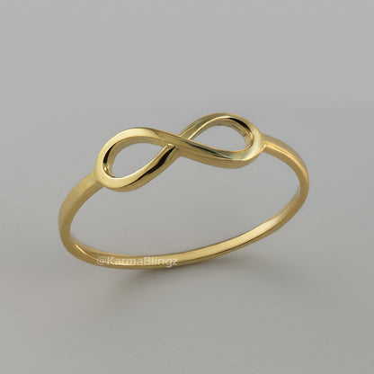 Elegant Gold Infinity Ring for Women Minimalist Chic Look in 10K or 14K Gold