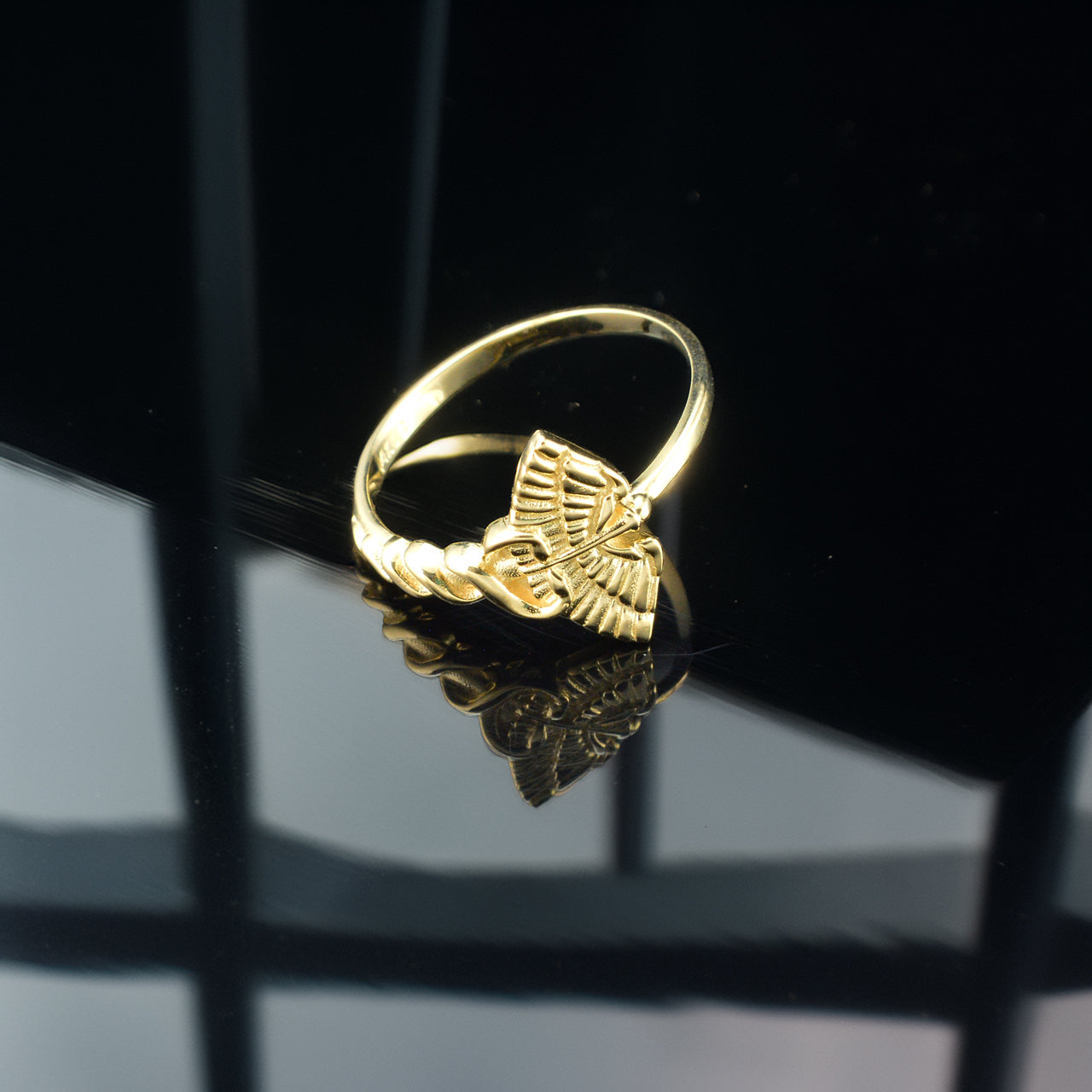 Gold Caduceus Heart Ring for Women 10k or 14k Medical Symbol Jewelry