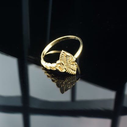 Gold Caduceus Heart Ring for Women 10k or 14k Medical Symbol Jewelry