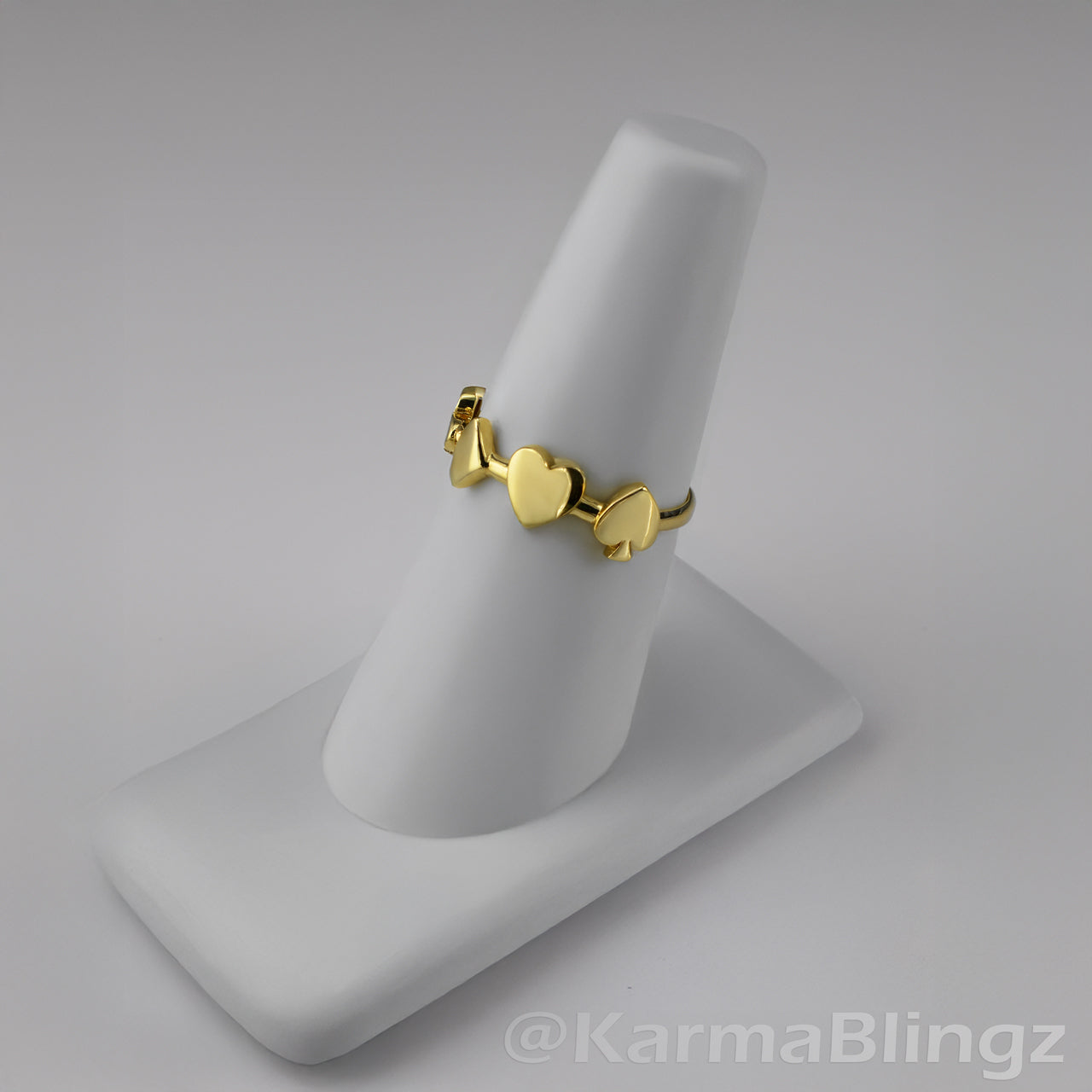 Gold Casino Poker Cards Ring Women Dainty Stackable Polished 10k/14k, Yellow, White