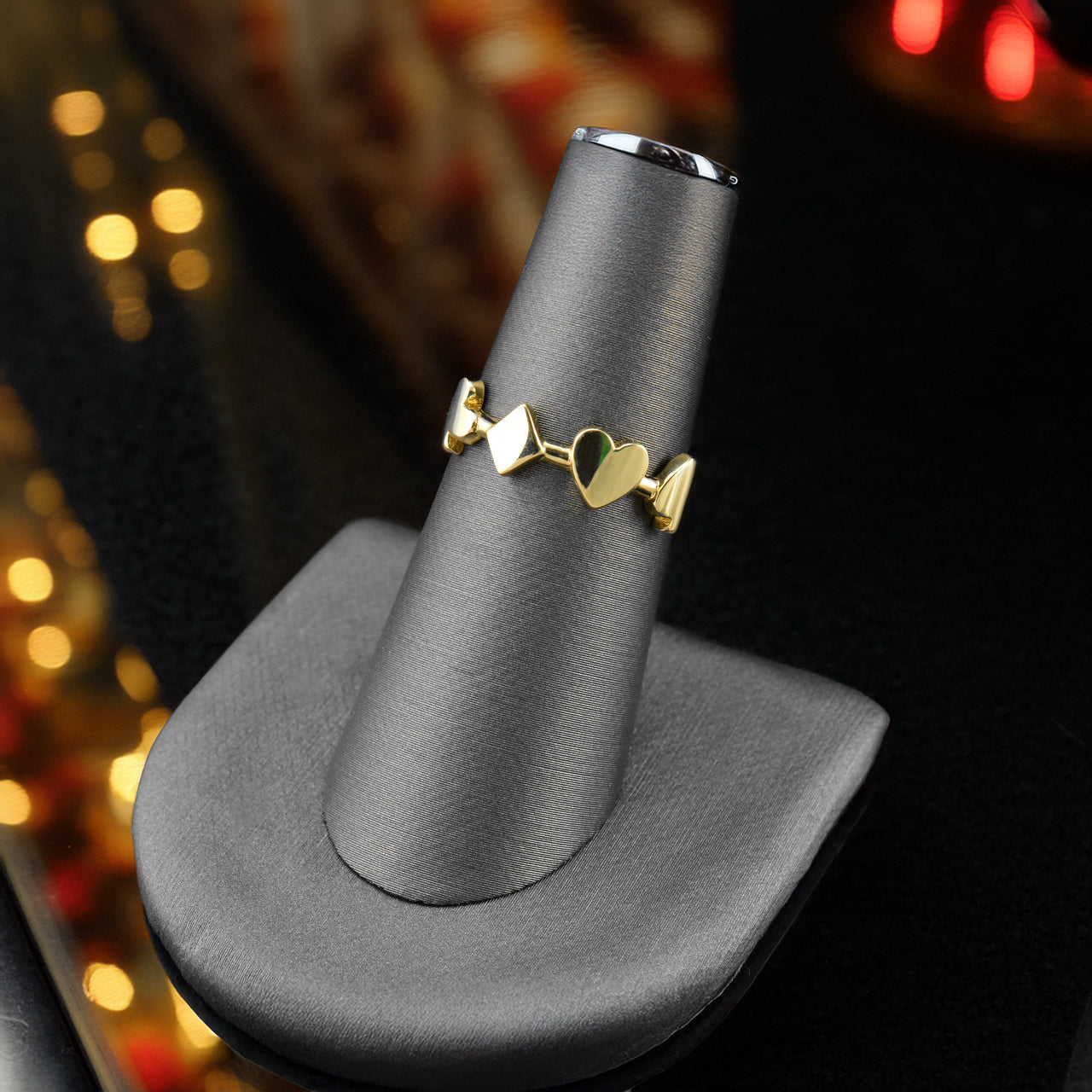 Gold Casino Poker Cards Ring Women Dainty Stackable Polished 10k/14k, Yellow, White