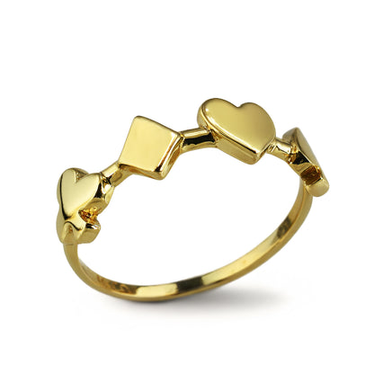 Gold Casino Poker Cards Ring Women Dainty Stackable Polished 10k/14k, Yellow, White