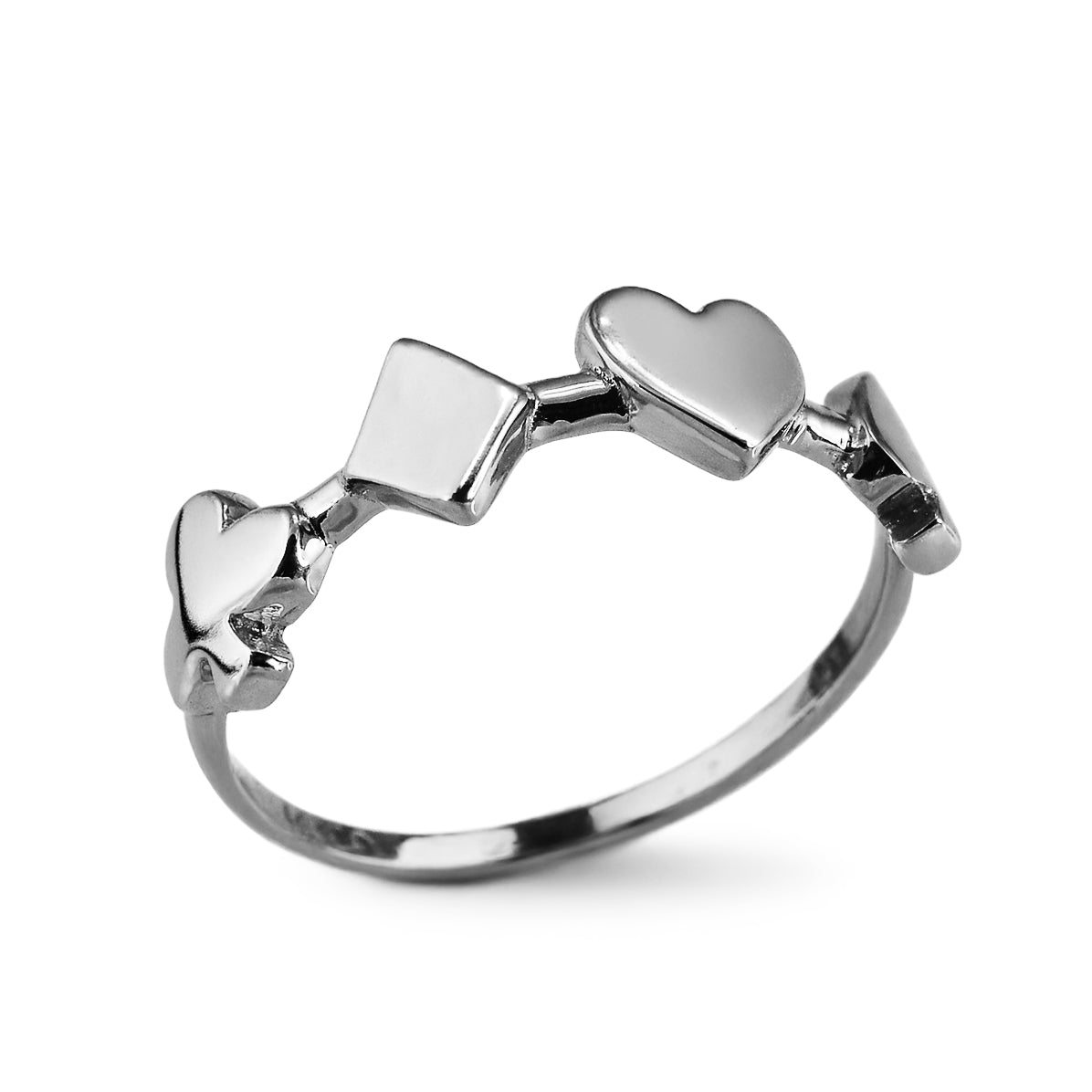 Gold Casino Poker Cards Ring Women Dainty Stackable Polished 10k/14k, Yellow, White