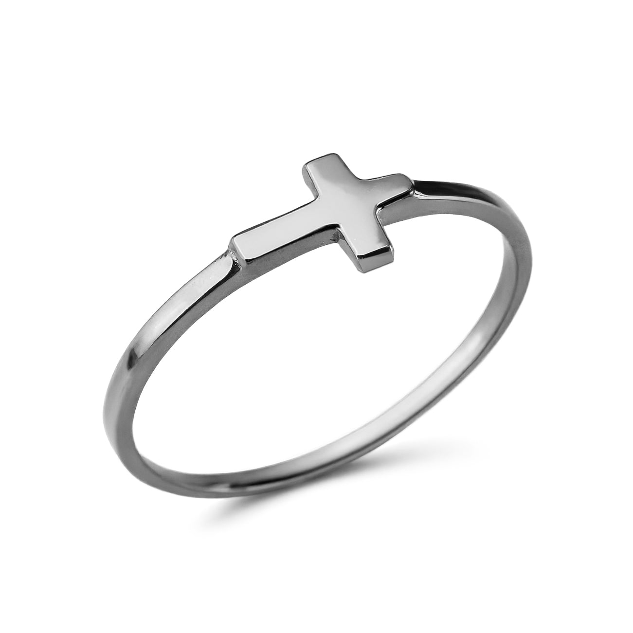 Gold Sideways Cross Minimalist Stacking Ring for Women