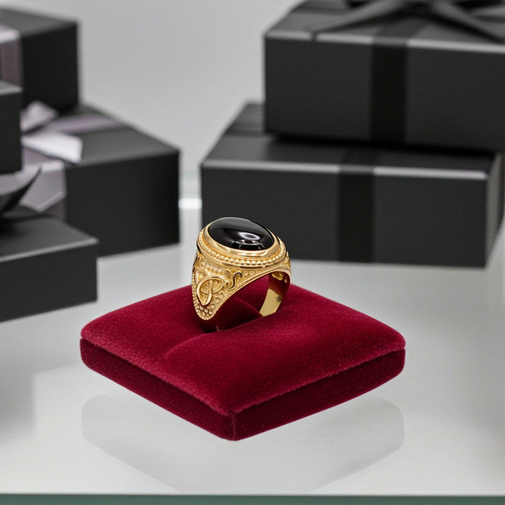 Gold Celtic Knot Black Onyx Statement Ring