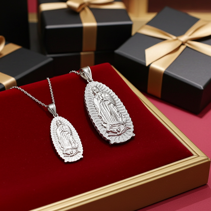 Gold Our Lady of Guadalupe Virgin Mary Pendant 10K 14K, 3 Sizes, Yellow, White, Rose