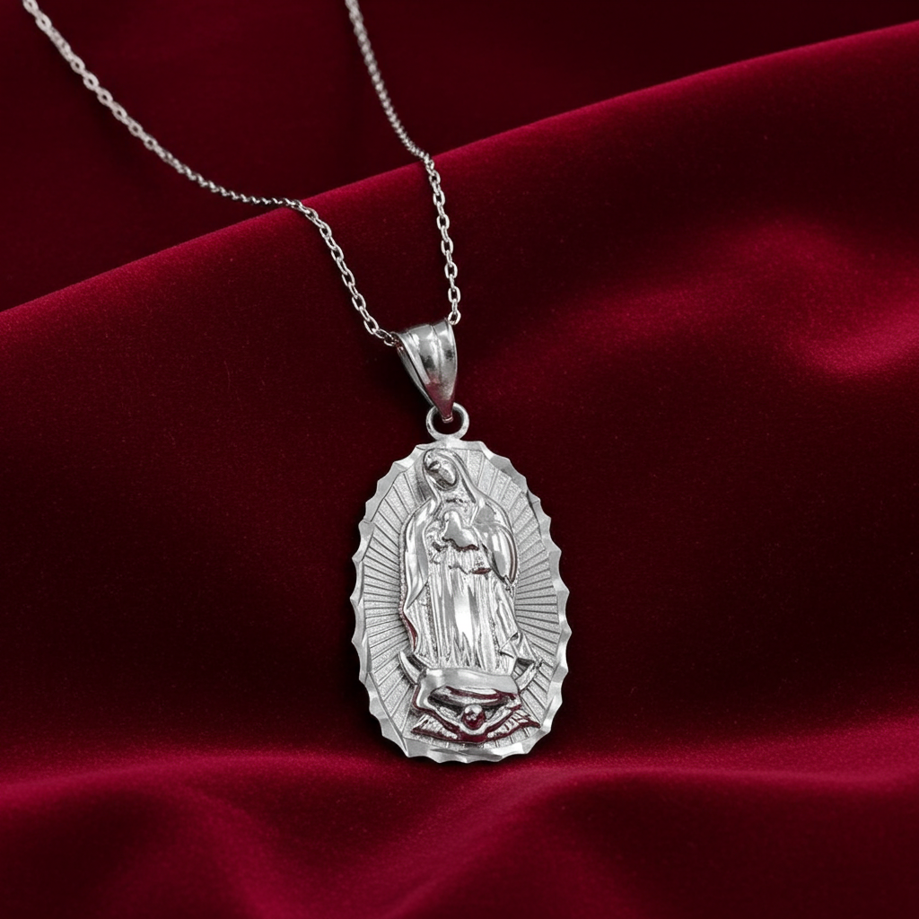 Sterling Silver Our Lady of Guadalupe DC Pendant Necklace