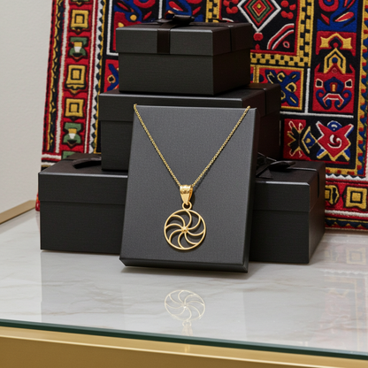 Armenian Eternity Dainty Gold Necklace Arevakhach Sun Symbol Charm