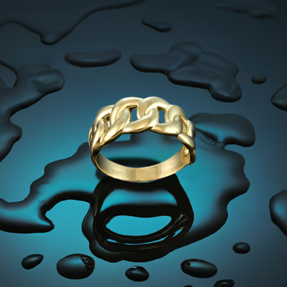 Gold Cuban Link Chain Unisex Ring