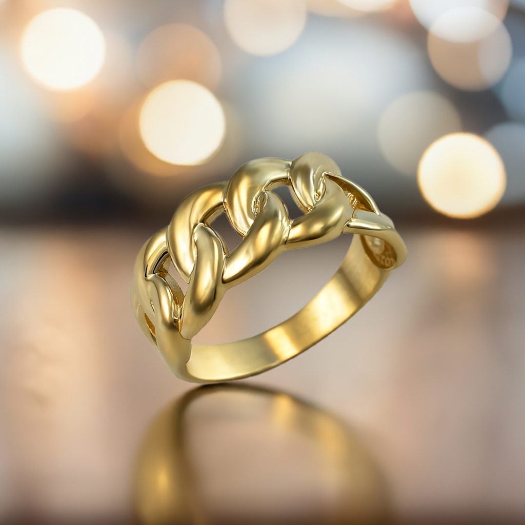 Gold Cuban Link Chain Unisex Ring