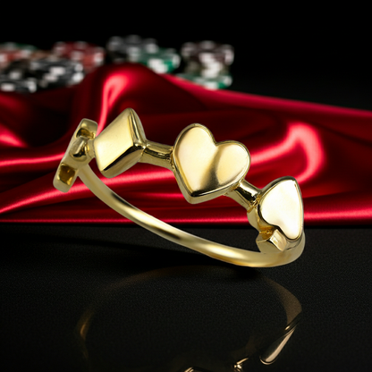 Gold Casino Poker Cards Ring Women Dainty Stackable Polished 10k/14k, Yellow, White