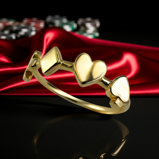 Gold Casino Poker Cards Ring Women Dainty Stackable Polished 10k/14k, Yellow, White