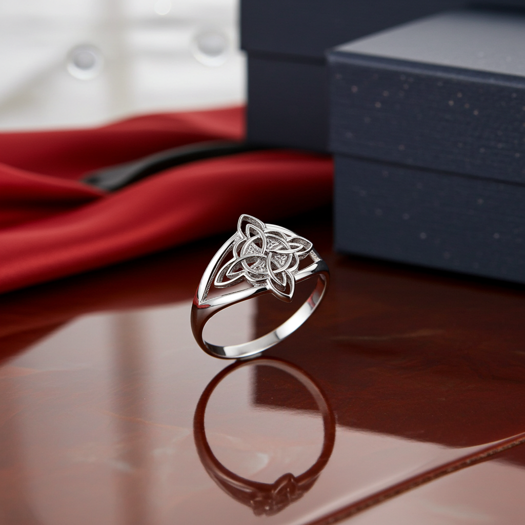 Gold Celtic Trinity Knot Openwork Triquetra Cross Ring for Women Yellow White Rose Gold Karma Blingz