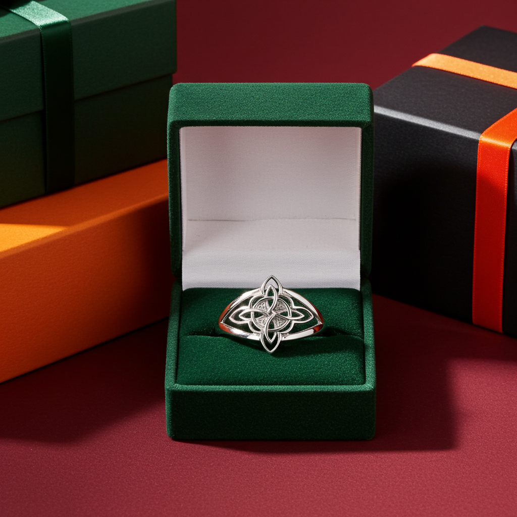 Gold Celtic Trinity Knot Openwork Triquetra Cross Ring for Women Yellow White Rose Gold Karma Blingz