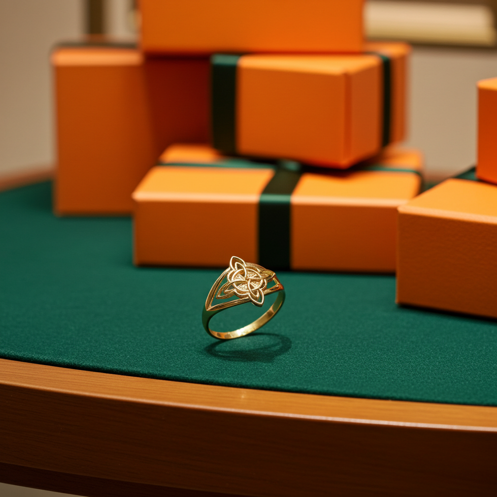 Gold Celtic Trinity Knot Openwork Triquetra Cross Ring for Women Yellow White Rose Gold Karma Blingz