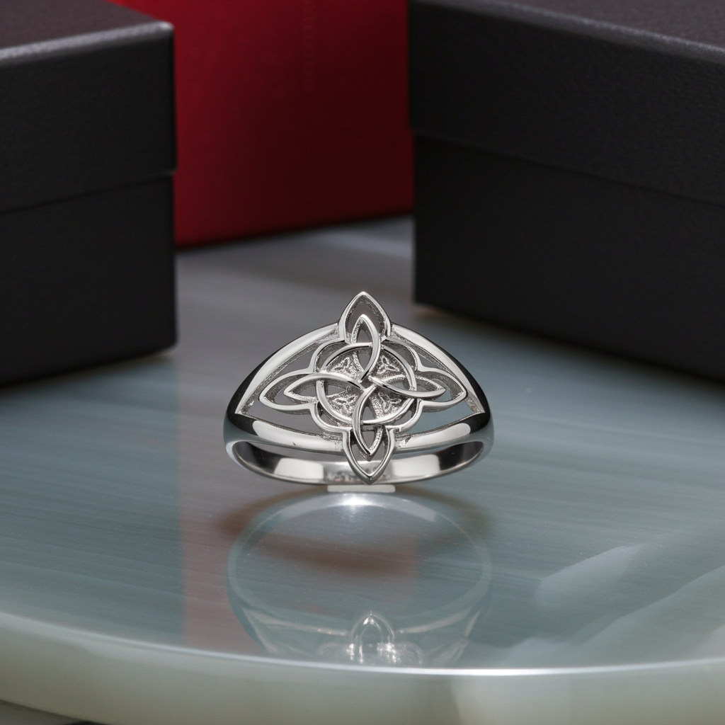 Gold Celtic Trinity Knot Openwork Triquetra Cross Ring for Women Yellow White Rose Gold Karma Blingz