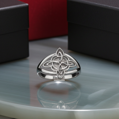 Gold Celtic Trinity Knot Openwork Triquetra Cross Ring for Women Yellow White Rose Gold Karma Blingz