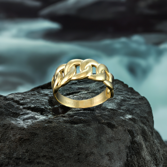 Gold Cuban Link Chain Unisex Ring