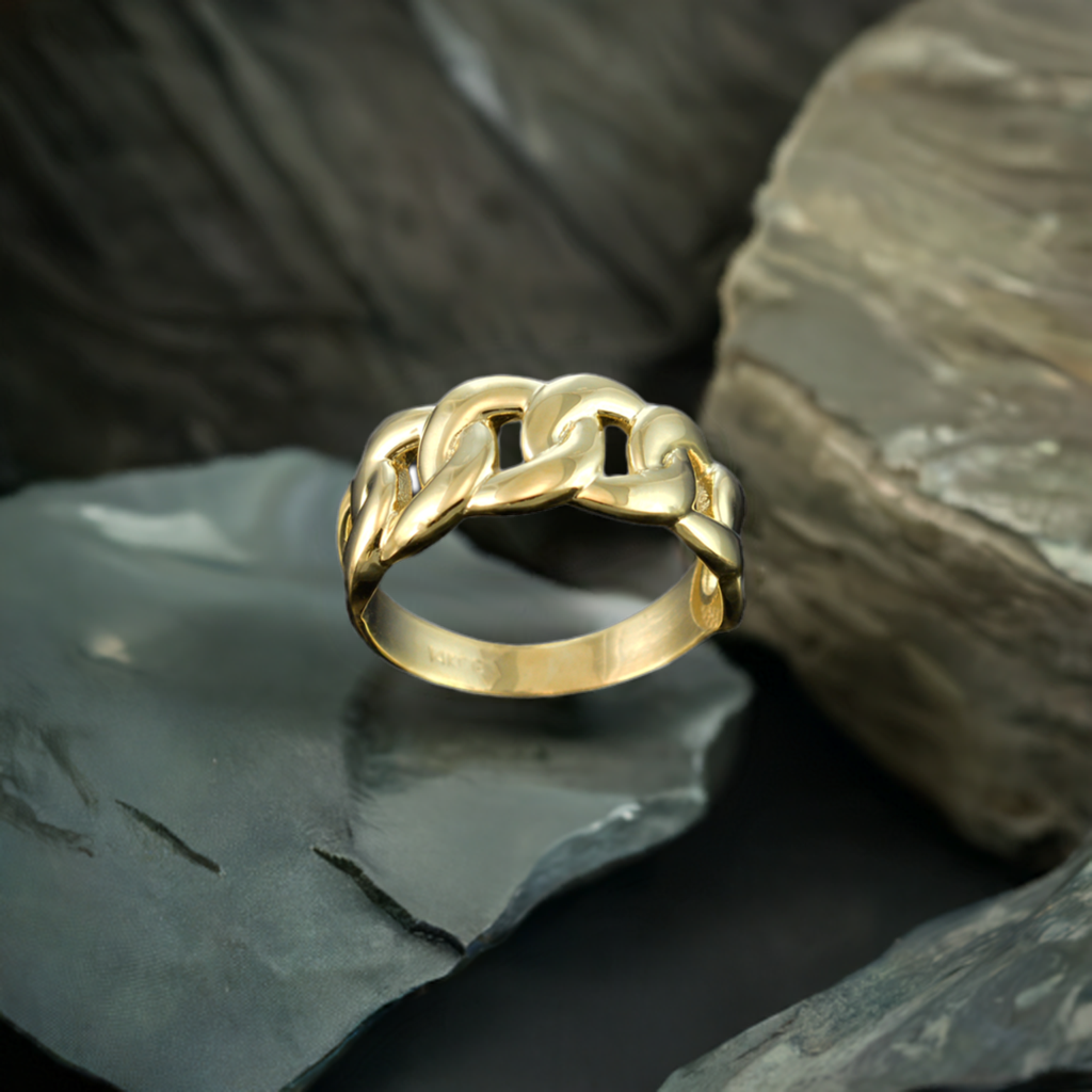 Gold Cuban Link Chain Unisex Ring