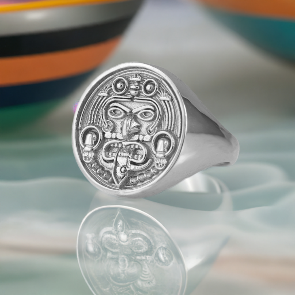 Gold Aztec Mayan Sun Statement Ring