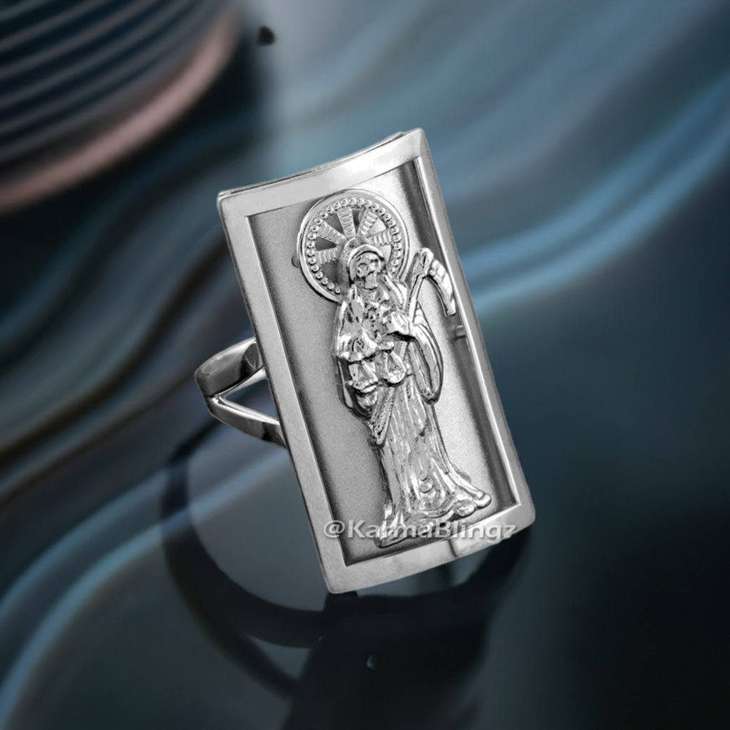 Sterling Silver Santa Muerte Fancy Ring (1.2")