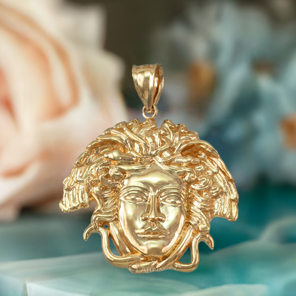 Gold Medusa Pendant (small, medium, large, 10k, 14k, yellow, white, rose gold)