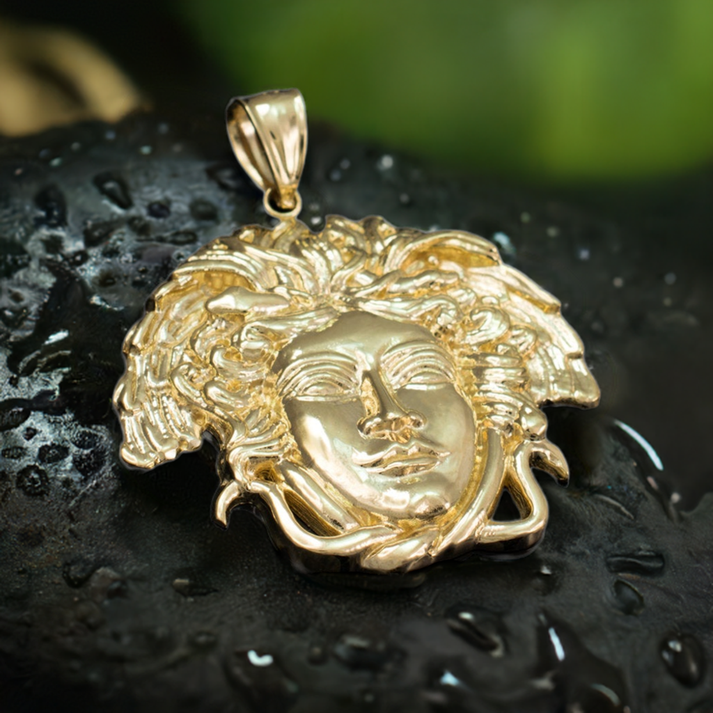 Gold Medusa Pendant (small, medium, large, 10k, 14k, yellow, white, rose gold)