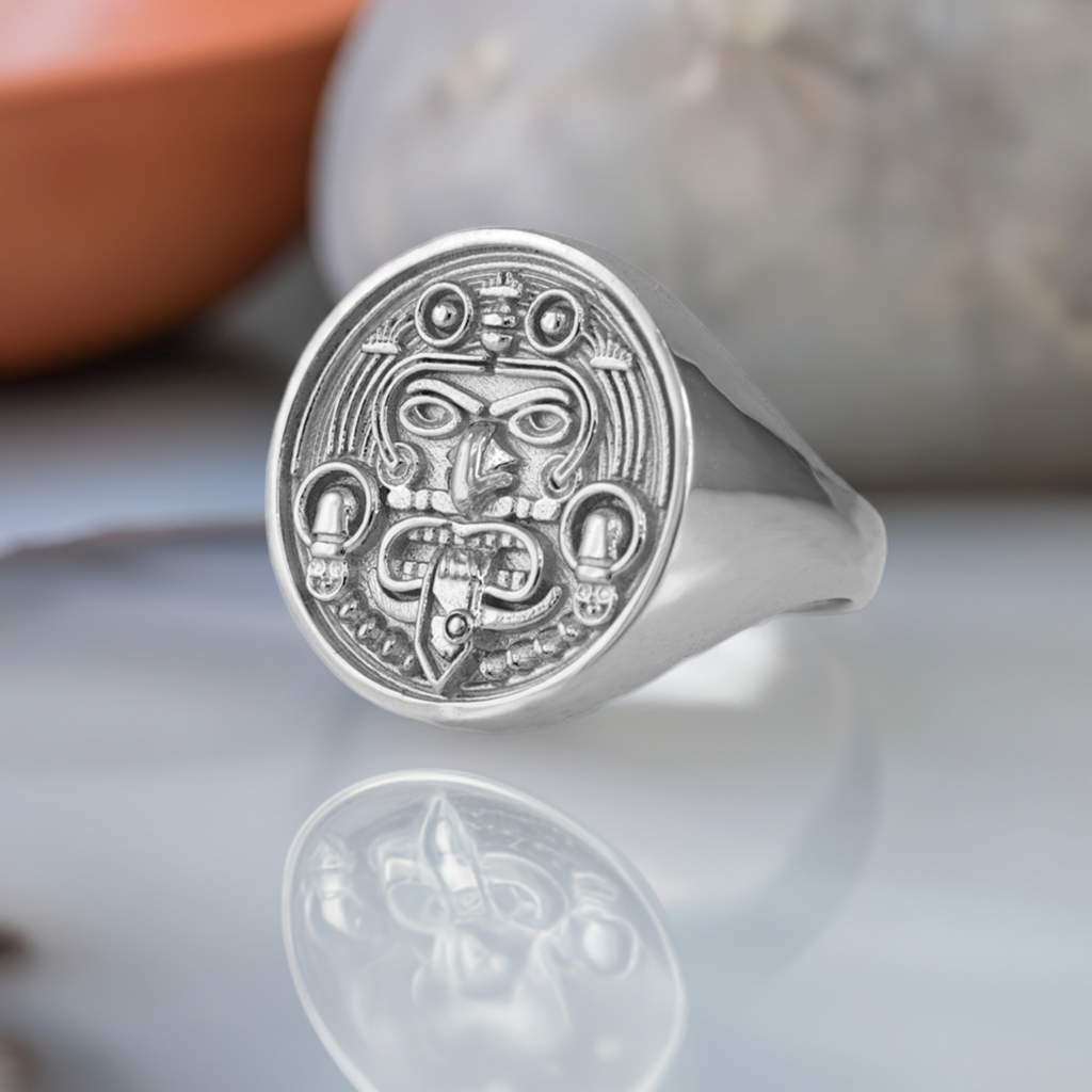 Gold Aztec Mayan Sun Statement Ring