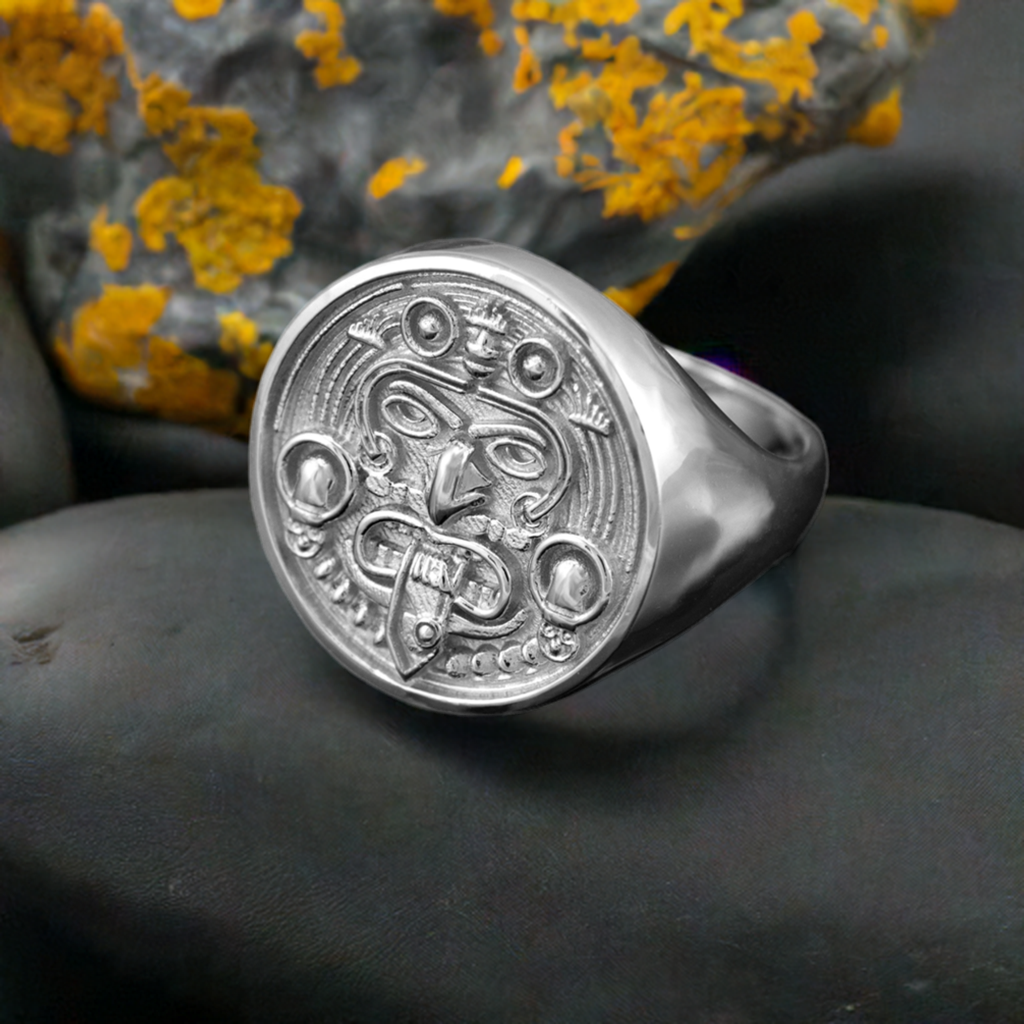 Gold Aztec Mayan Sun Statement Ring