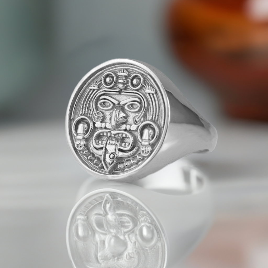 Gold Aztec Mayan Sun Statement Ring