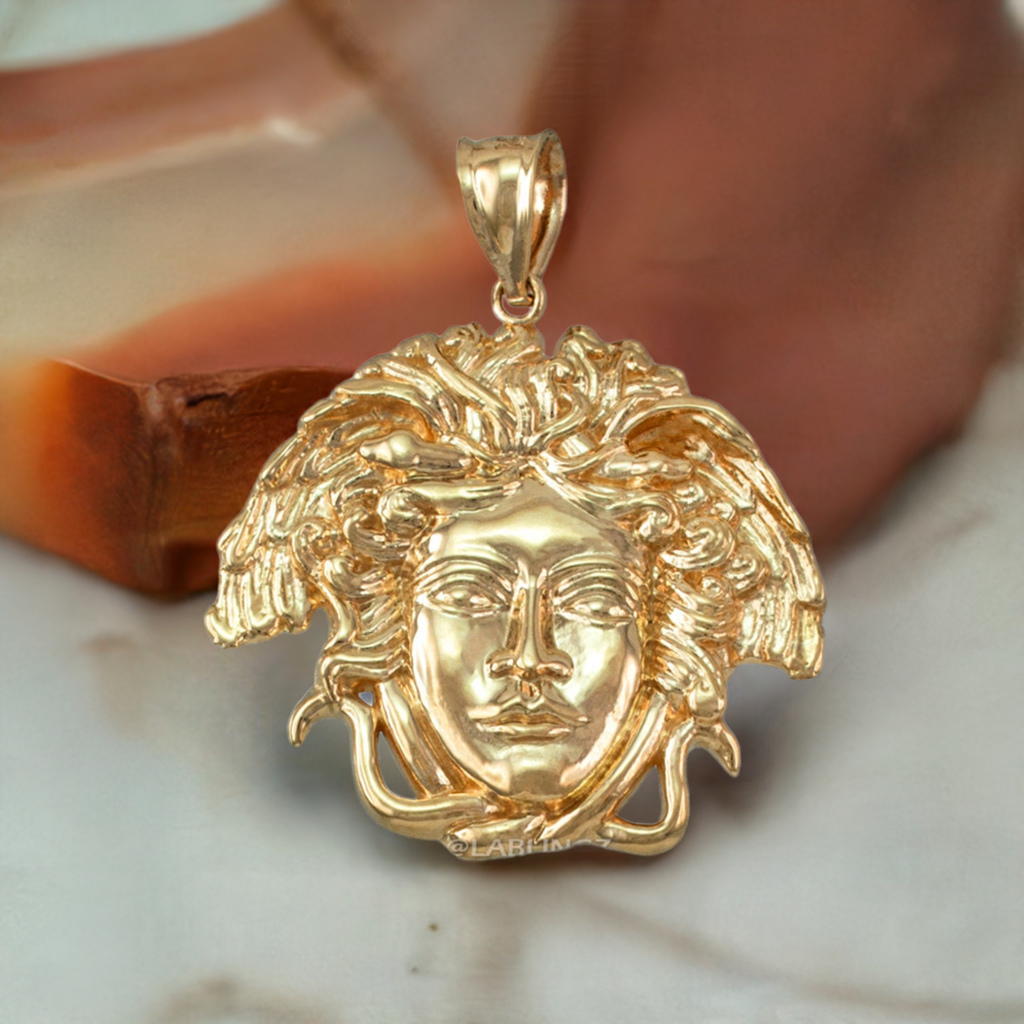 Gold Medusa Pendant (small, medium, large, 10k, 14k, yellow, white, rose gold)