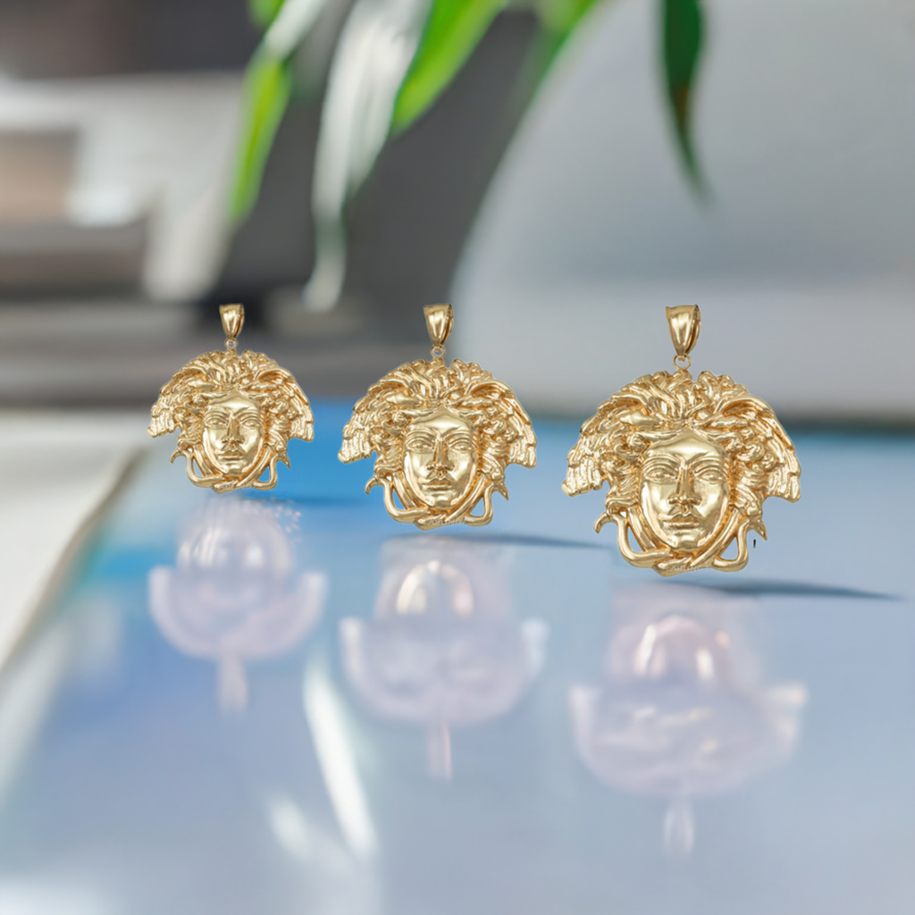 Gold Medusa Pendant (small, medium, large, 10k, 14k, yellow, white, rose gold)