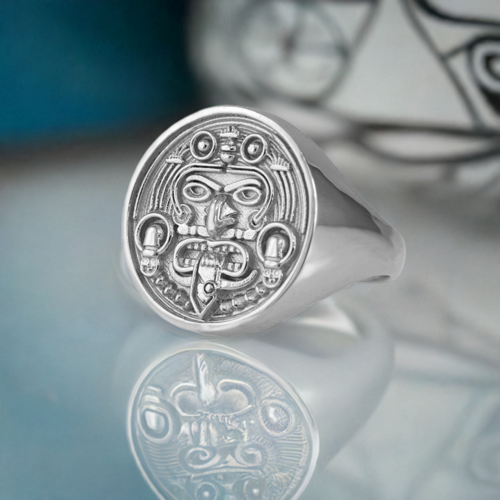 Gold Aztec Mayan Sun Statement Ring