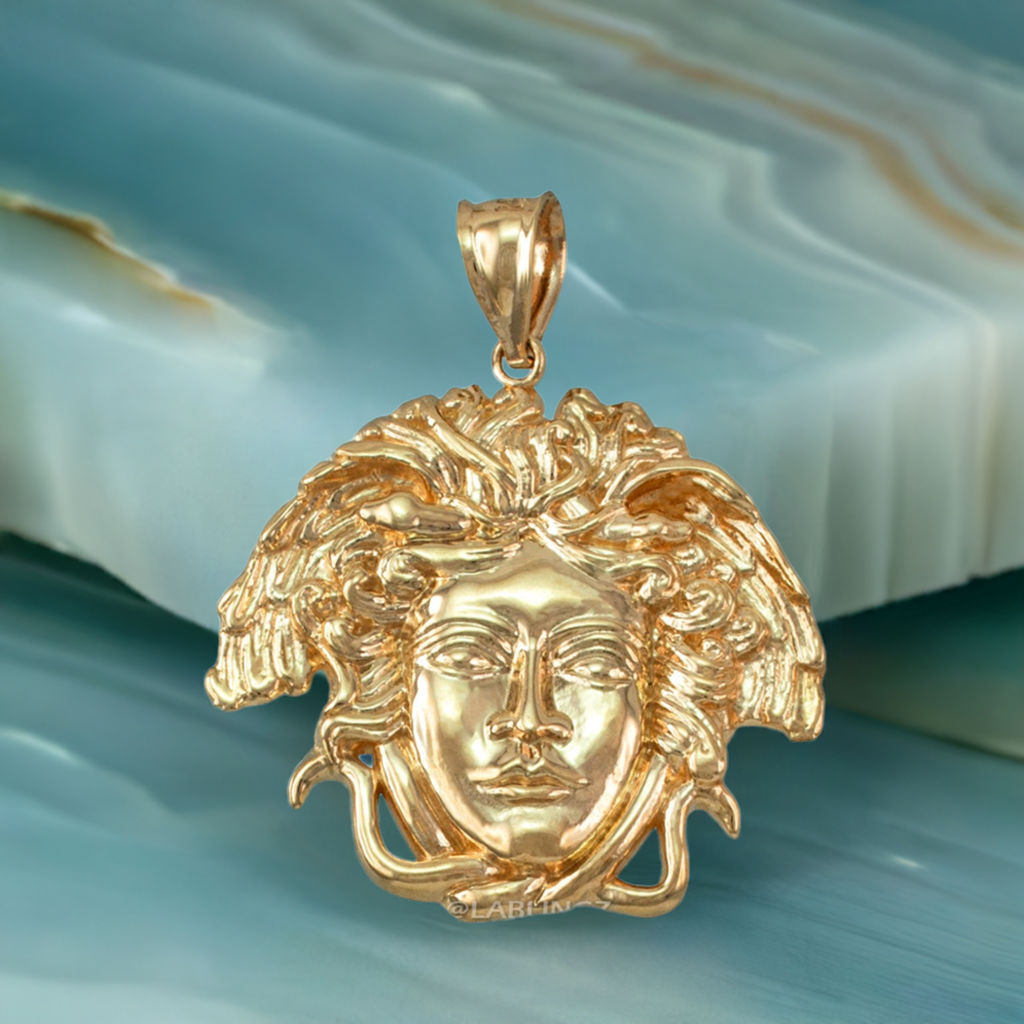 Gold Medusa Pendant (small, medium, large, 10k, 14k, yellow, white, rose gold)