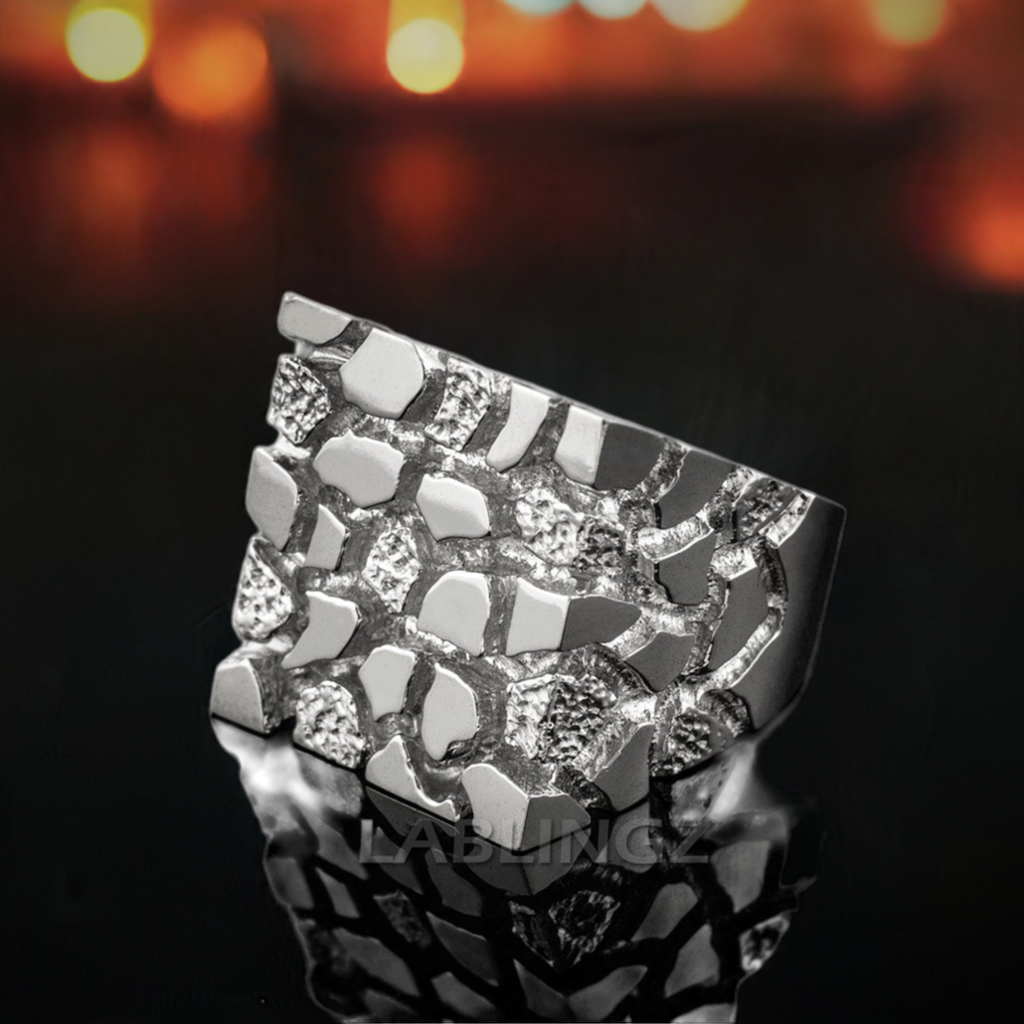 925 Sterling Silver Square Nugget Ring