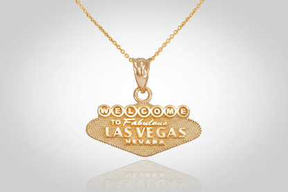 Gold Las Vegas Charm Necklace (yellow, white, rose gold, 10k, 14k)